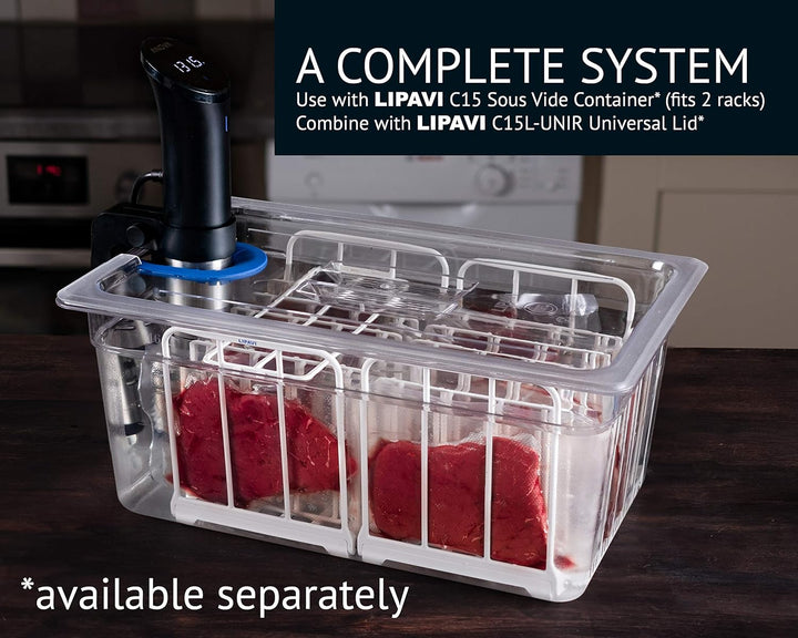 LIPAVI N15X Sous Vide Gestell mit Polycarbonate undt 316L Rostfreier Edelstahl Verstellbar, klappbar