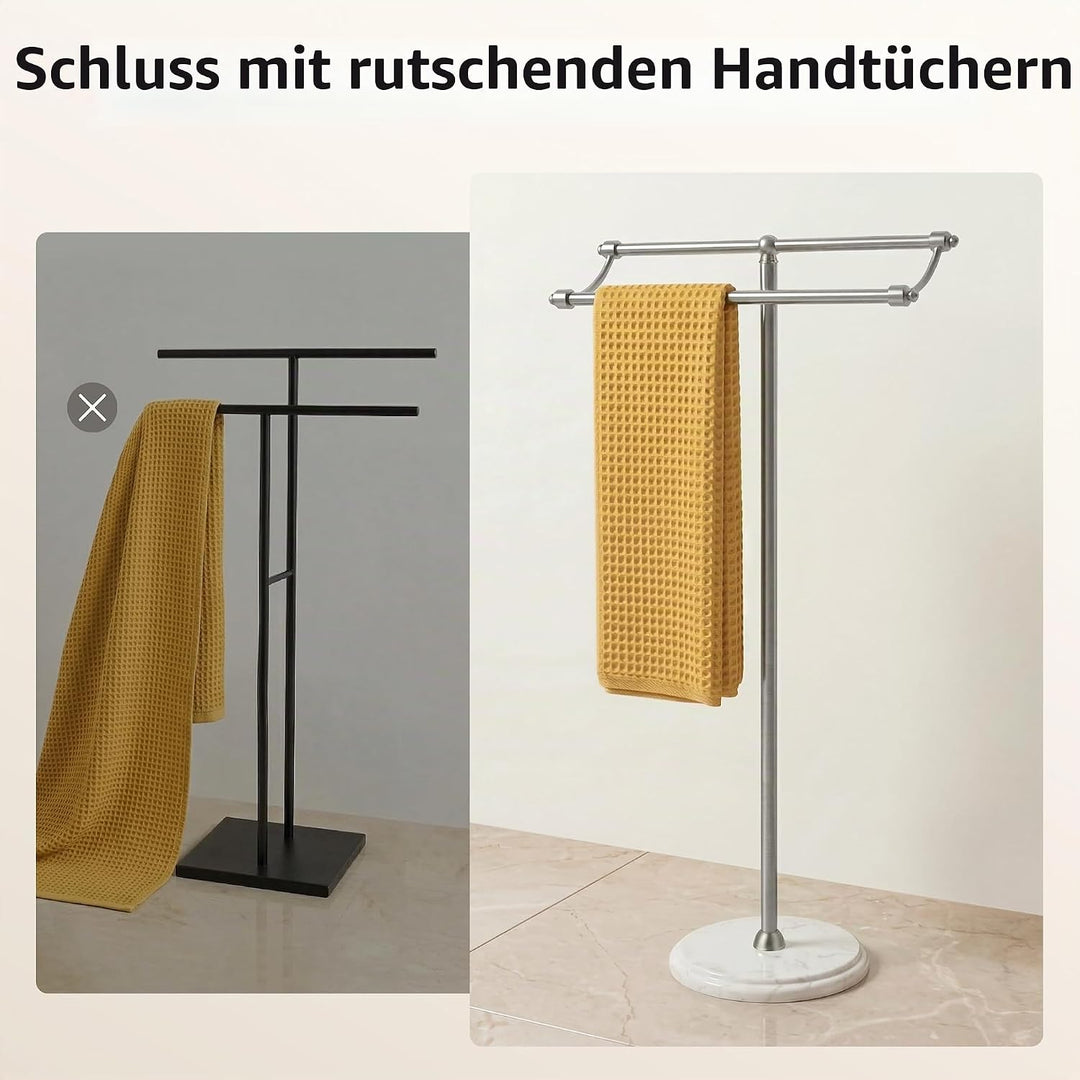 KES Handtuchhalter Stehend, freistehender Handtuchständer Bad mit 3-Fach verstärkter Marmorbasis, 2-