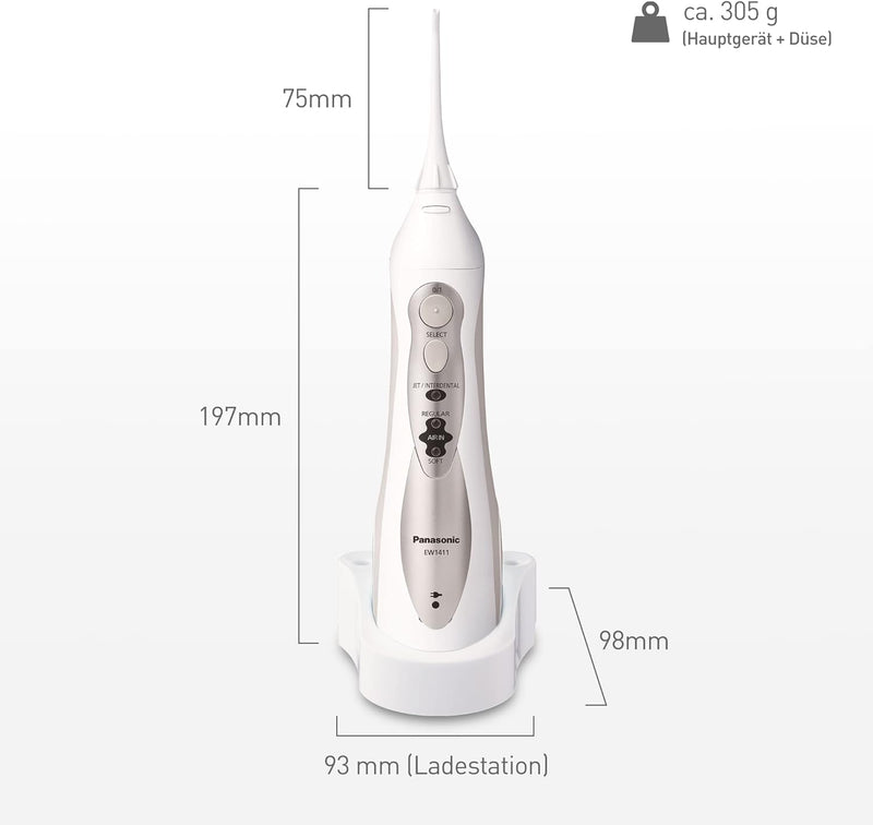 Panasonic EW1411H845 kabellose Munddusche EW1411 mit Ladestation, 3-stufige Wasserstrahlintensität,