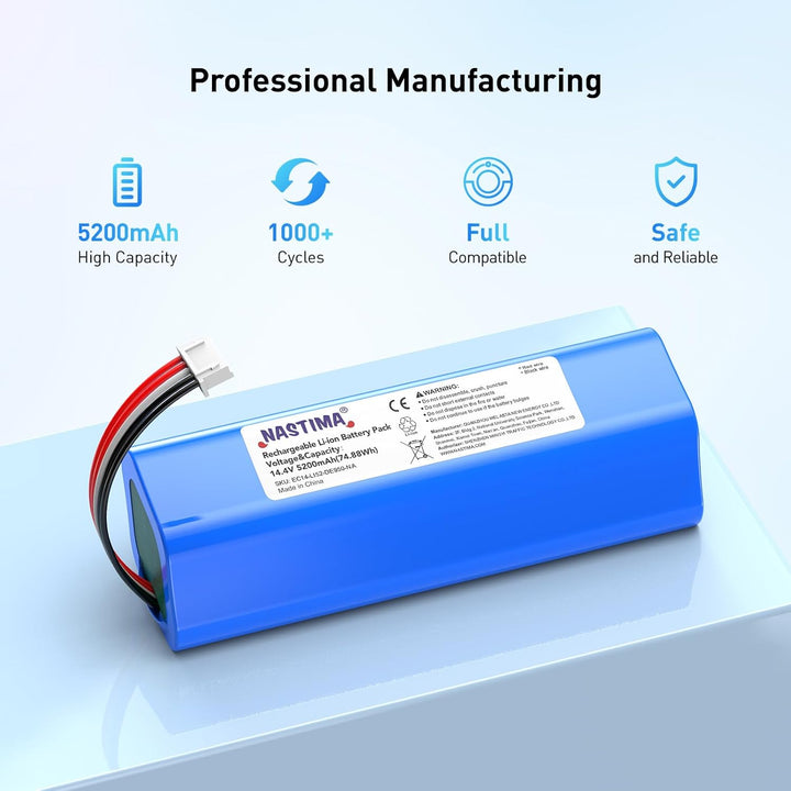 NASTIMA 14,4V 5200mAh Li-ion Ersatzakku für Ecovacs Deebot Ozmo 950, Deebot T8 T8+, Deebot T9 T9+, D