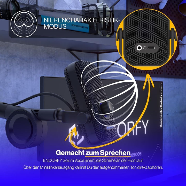 ENDORFY Solum Voice, Gaming Mikrofon PC, Podcast und Streaming, RGB-Beleuchtung, USB Plug & Play, Ta
