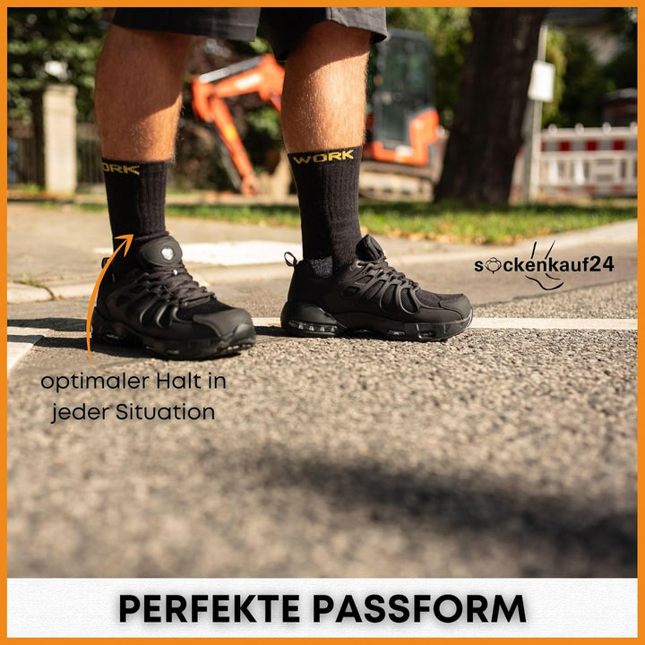 Herren Arbeitssocken (10 oder 20 Paar) WORK Socken Baumwolle 43-46 20 Paar | Schwarz/Grau Meliert, 4