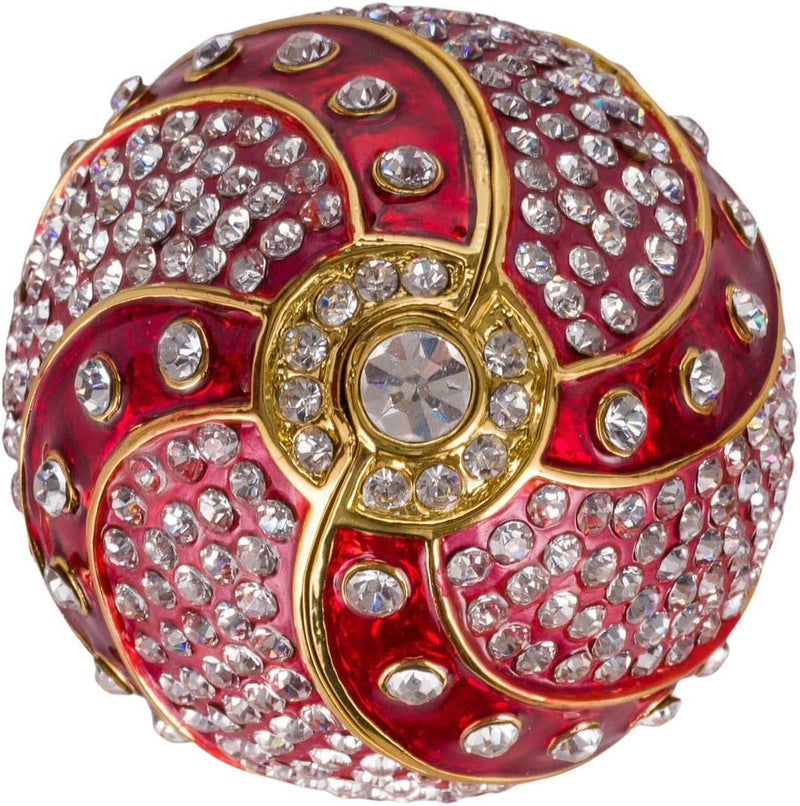 Danila-Souvenirs Fabergé-Stil verdrehtes Ei mit Korb der Blumen 12 cm rot