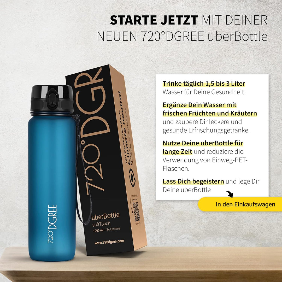 720°DGREE Trinkflasche “uberBottle“ +Sieb - 350ml, 500ml, 650ml, 1000ml, 1,5l, 2l - BPA-Frei - Wasse