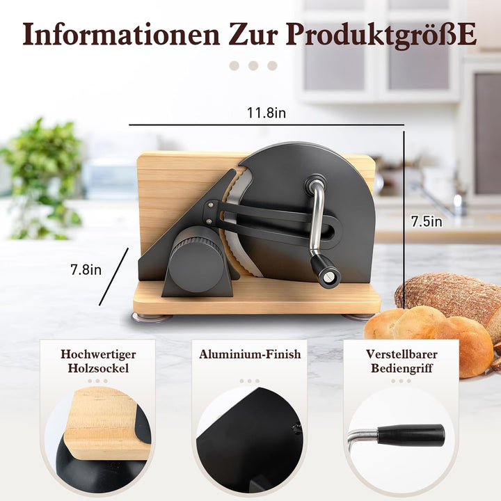 Brotschneidemaschine,Brotschneidemaschine Manuell(Faltbar),Edelstahl 304, Allesschneider Mit Skala,E