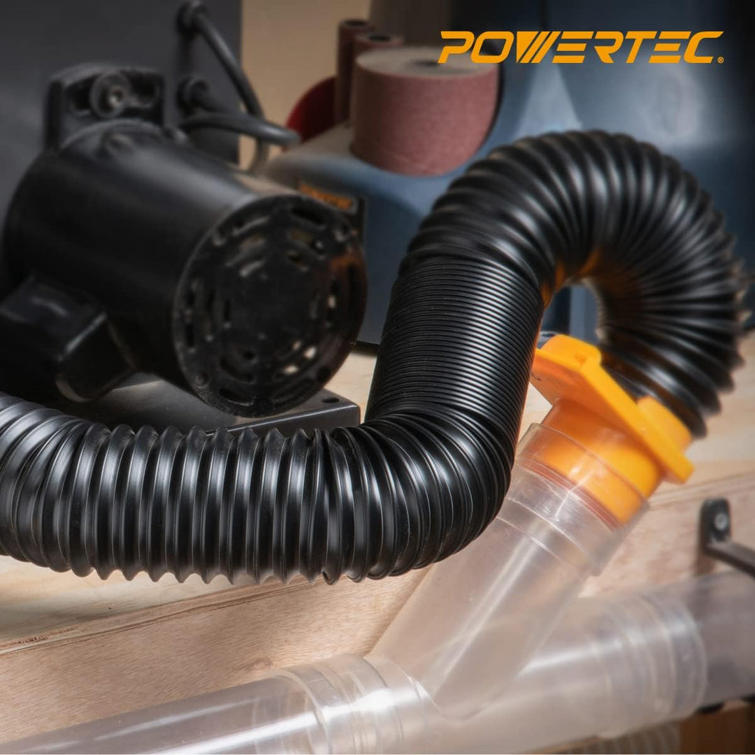 POWERTEC 70198 Flexibler Staubsammelschlauch, Schwarz, 6,3 x 91,4 cm 2.5'' x 36'', 2.5'' x 36''