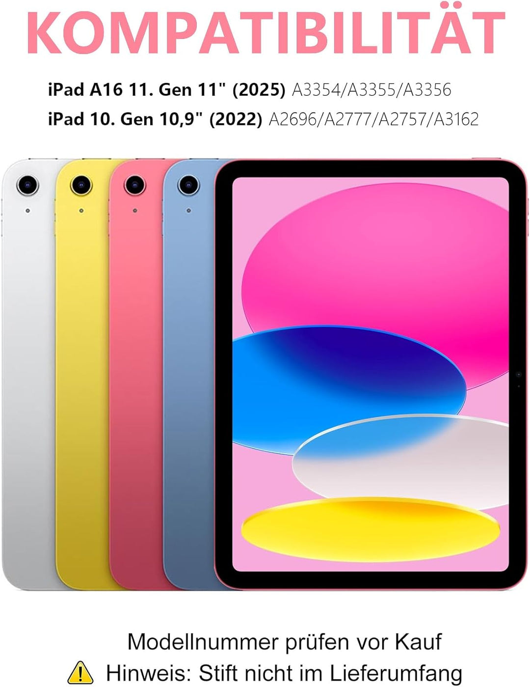 Hülle mit Tastatur für iPad 11/10 Generation (2025/2022, 11/10,9") – Bluetooth 5.0 Keyboard, QWERTZ