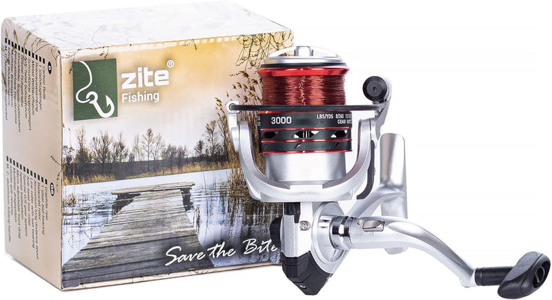 Zite Fishing Angelrolle Bespult - Karpfen-Rolle Aalrolle Allround-Rolle Monofile Angel-Schnur - 2 Al