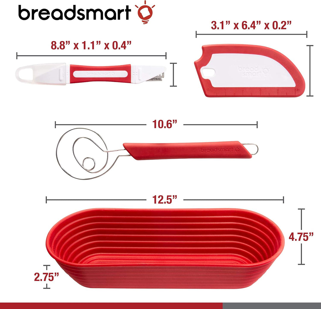 Breadsmart Artisan Bread Making Kit - 5 PC-Backzubehör-Satz - Lame, Schaber, Schneebesen, Baumwollei