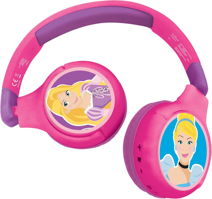 Lexibook - Disney Prinzessinnen - 2-in-1 Audio-Kopfhörer mit Bluetooth und Kabel, Stereo, drahtlos,
