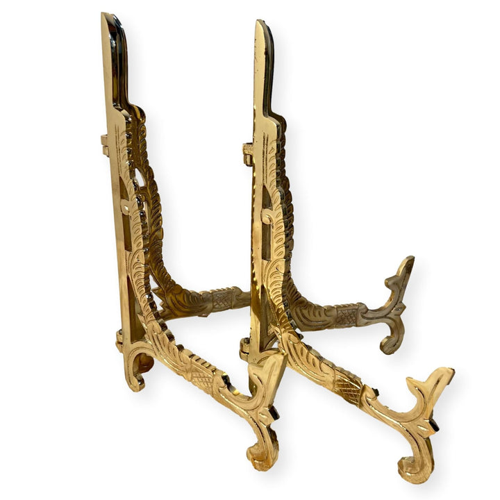 2 grosse Metall-Staffeleien, Messing-Finish, Tellerhalter, Präsentationsständer, Metallrahmenhalter