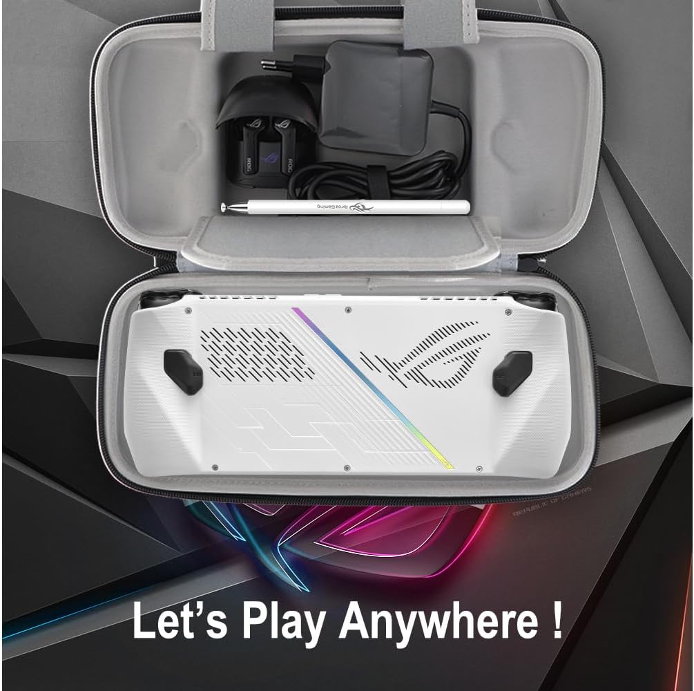 IBROZ Gaming-Tragetasche, silberfarben, stossfest, inkl. weissem Eingabestift für Spielekonsole Asus