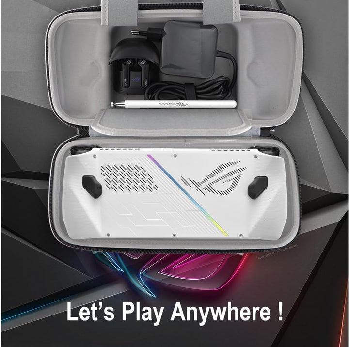 IBROZ Gaming-Tragetasche, silberfarben, stossfest, inkl. weissem Eingabestift für Spielekonsole Asus