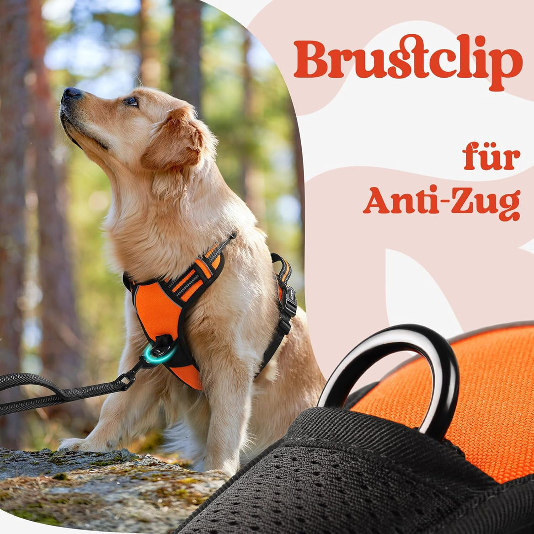rabbitgoo Hundegeschirr Grosse Hunde, Verstellbare Geschirr Hund ohne Zug & Würgen, Anti Zug Hundege