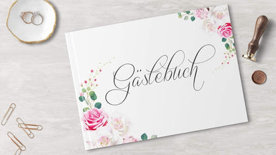 DeinWeddingshop Gästebuch Hochzeit | 104 Seiten | Hardcover DIN-A4 - ohne Fragen blanko | Hochzeitsg