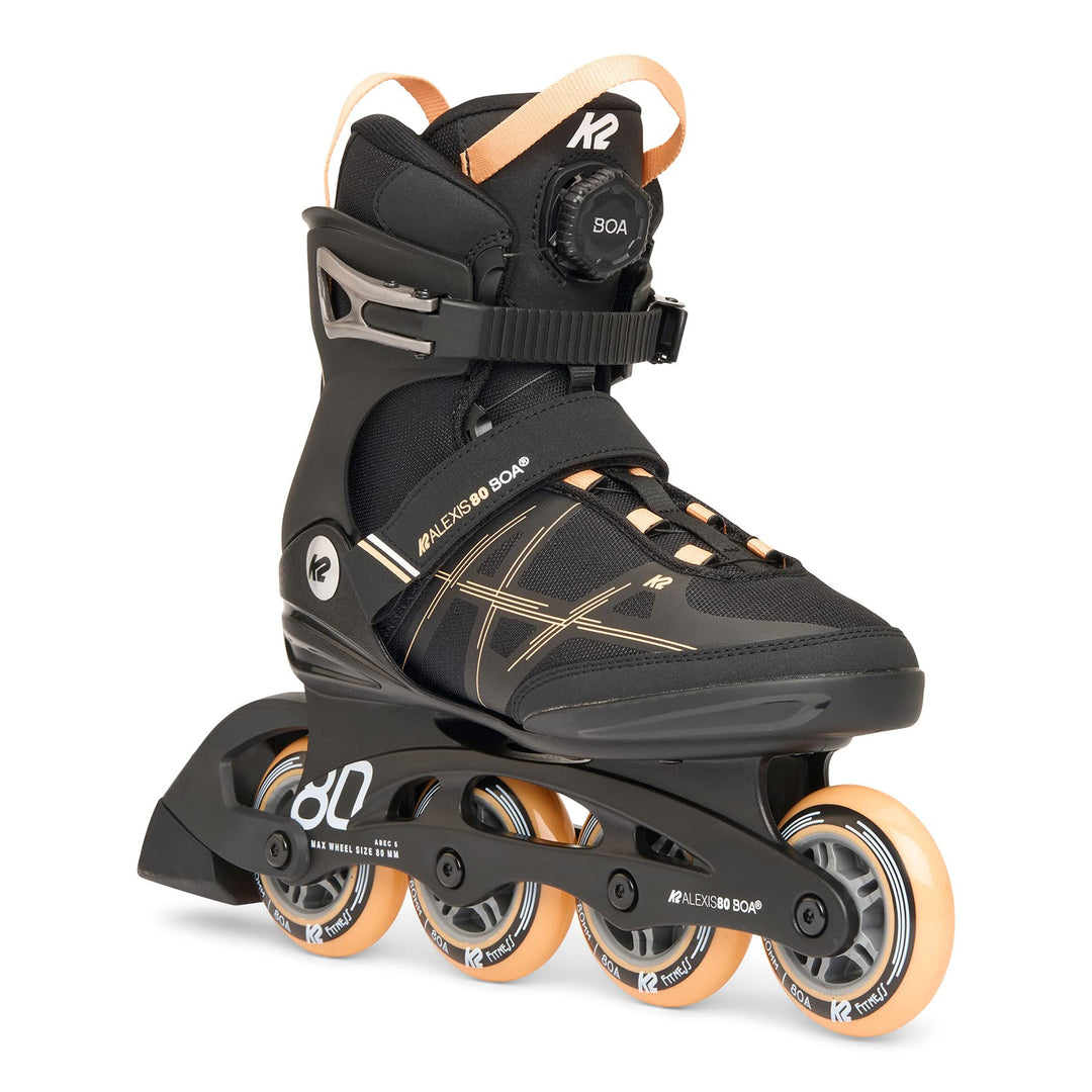 K2 Damen Alexis 80 Boa Inline Skates EU: 42 (UK: 8 / US: 10.5) black - peach, EU: 42 (UK: 8 / US: 10