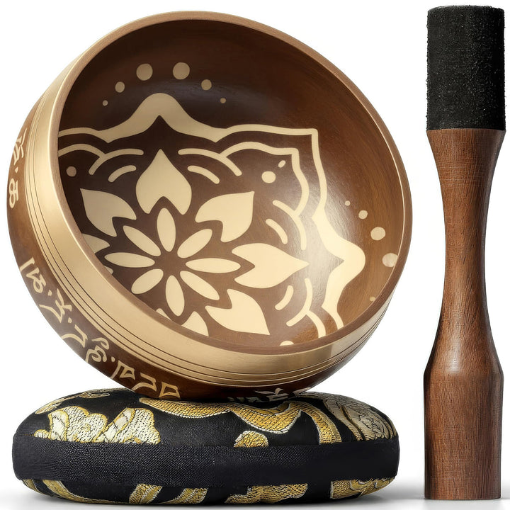 Silent Mind Klangschale Ø10cm Bronze – Handgefertigtes Komplett-Set mit Kissen und Klöppel, für Anfä
