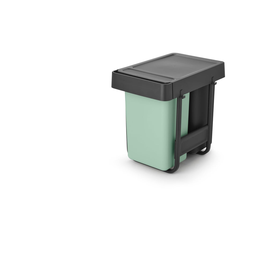 Brabantia Sort & Go Ausziehmülleimer | 2 x 15 l Einbaumülleimer für die Unterschranktür | Integriert