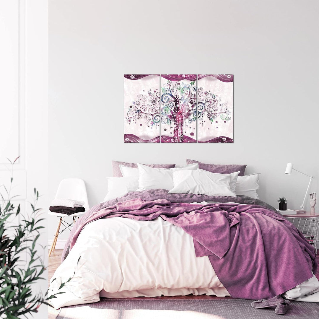 Runa Art Wandbilder Gustav Klimt Baum des Lebens Bild XXL Wohnzimmer Rosa Abstrakt 120 x 80 cm 3 Tei