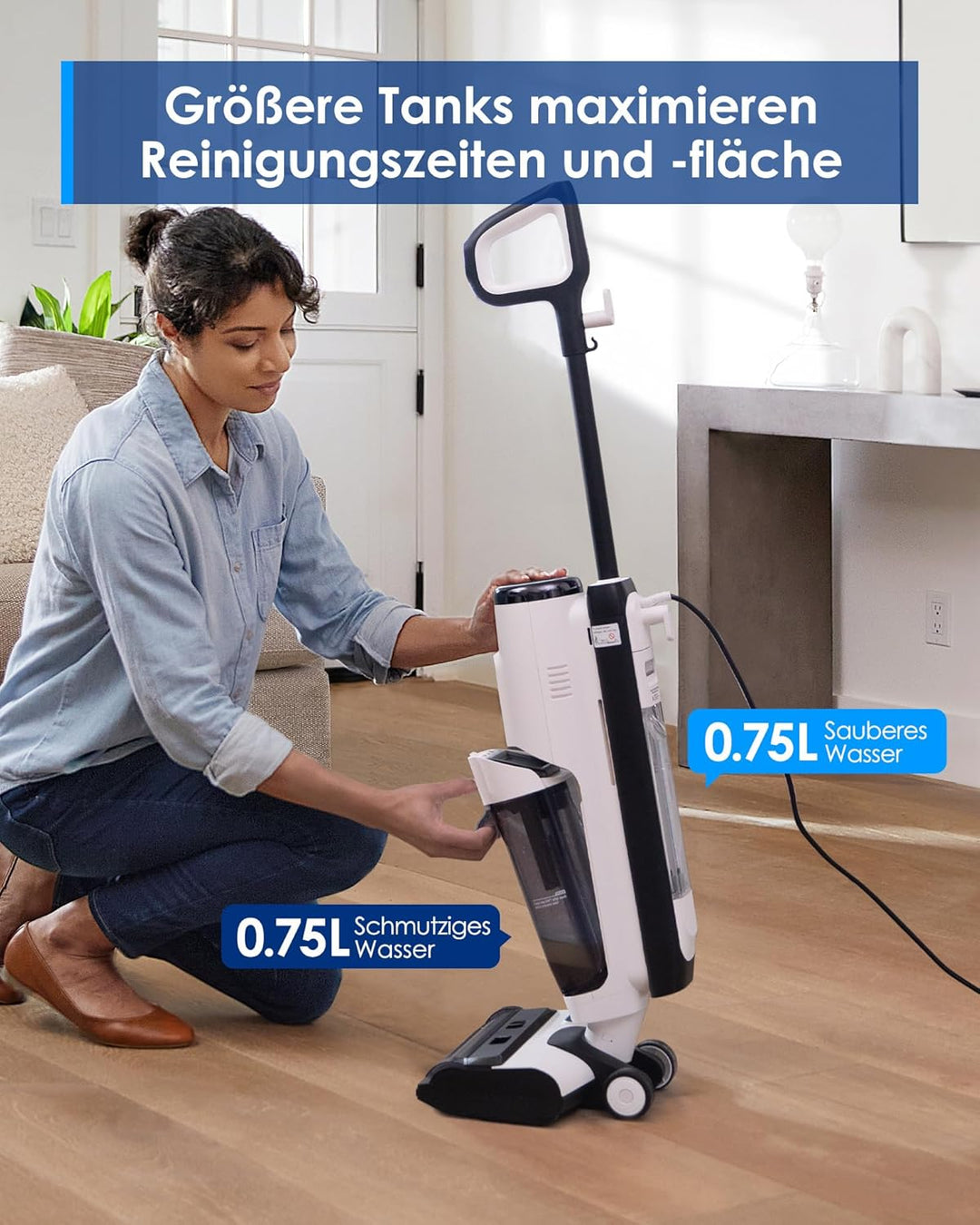 Tineco FLOOR ONE S5 STEAM Smart Dampfreiniger Nass-Trockensauger, Natürliche Reinigung für Hartböden