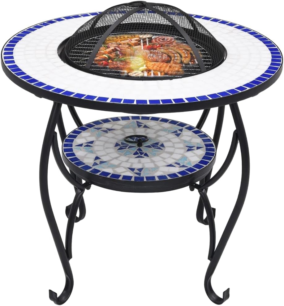 vidaXL Feuerschale Mosaik Feuerstelle Grill Gartenfeuer Feuerkorb Terrassenofen Grillfeuer Garten Te