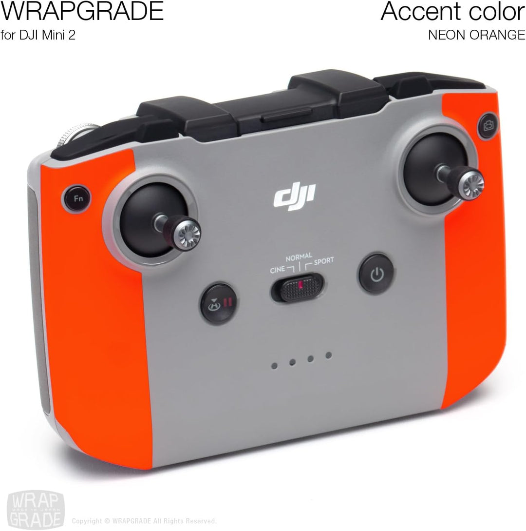 Wrapgrade Skin Sticker Set Kompatibel mit DJI Mini 2 | Akzentfarbe (NEON ORANGE), Neon Orange