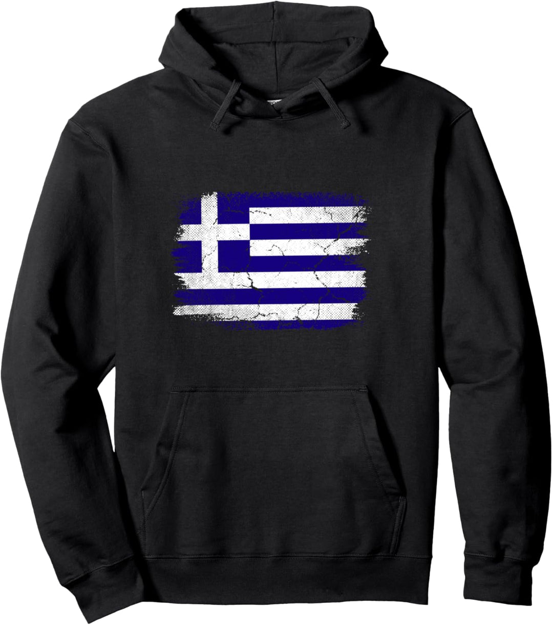 Greek Flag Football Vintage Hellenic Soccer Pride Greece Pullover Hoodie