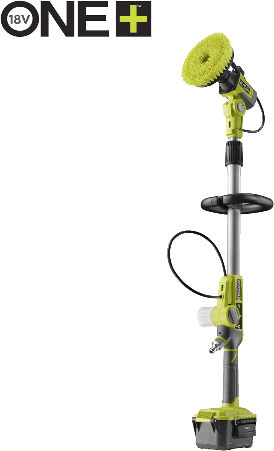 RYOBI 18 V ONE+ Akku-Nass-Reinigungsbürste RWTS18-0 (teleskopierbar bis 1,4m, 15 cm Borstenkopf, Max