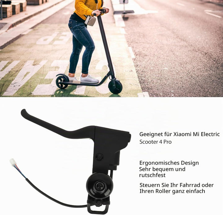 Elektroroller Bremshebel mit Klingel für Xiaomi 4 Pro, E-Scooter Bremsgriff mit Klingel, E-Roller Br
