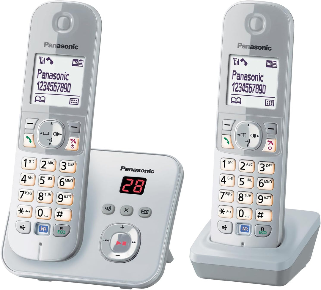 Panasonic KX-TG6822GS DECT Schnurlostelefon mit Anrufbeantworter (strahlungsarm, Eco-Modus, GAP Tele