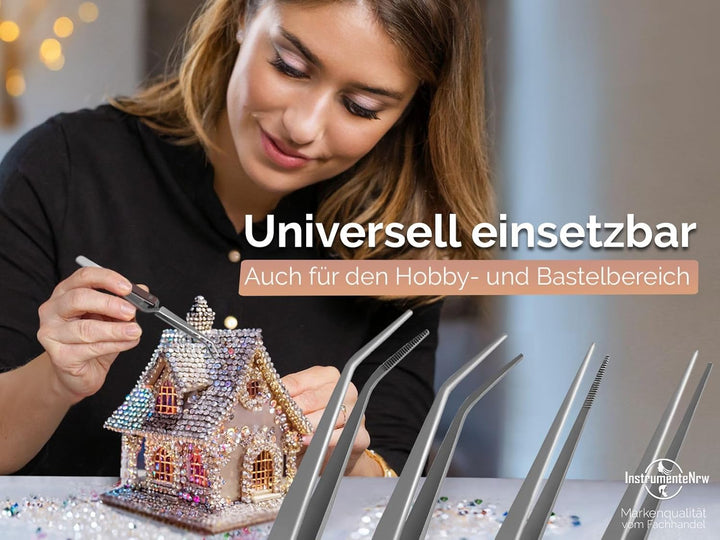 Kreuzpinzetten Set 4-Teilig Lötpinzette Klemmpinzette Technische Pinzette Gerade Gebogen Abgewinkelt