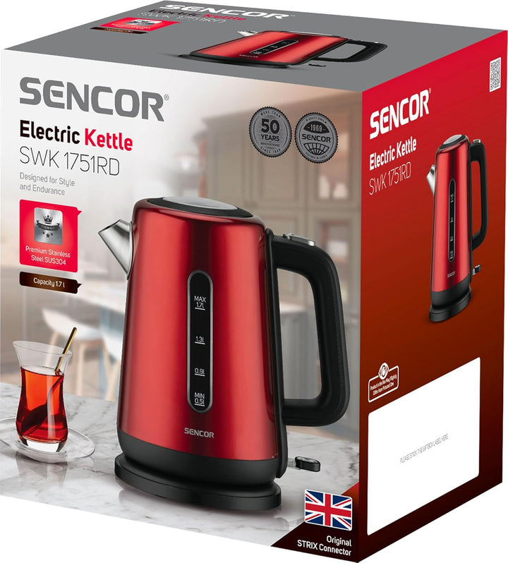 Wasserkocher SWK 1751RD SENCOR 1.7 Liter Red, 1.7 Liter Red