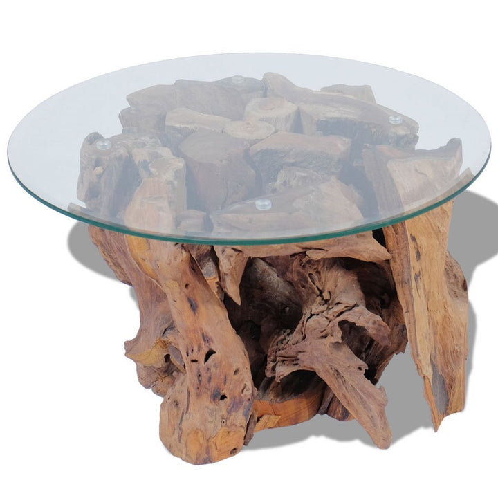 Festnight Couchtisch Kaffeetisch Coffeetisch mit Tischfuss aus Massives Teak-Treibholz Ideal als Bei