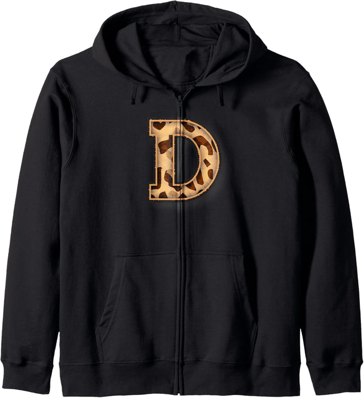 Cute Letter D Initial Name Leopard Cheetah Animal Print Kapuzenjacke