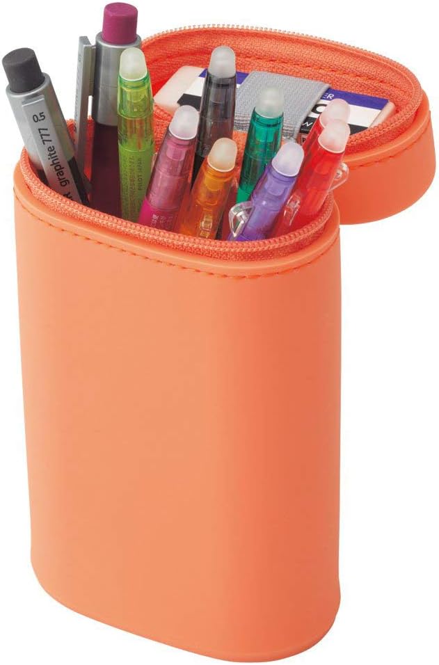 Lihit Lab Smart Fit ACTACT Stationery Stand Pen Case Oval Type S - Red (Green Tea Set)