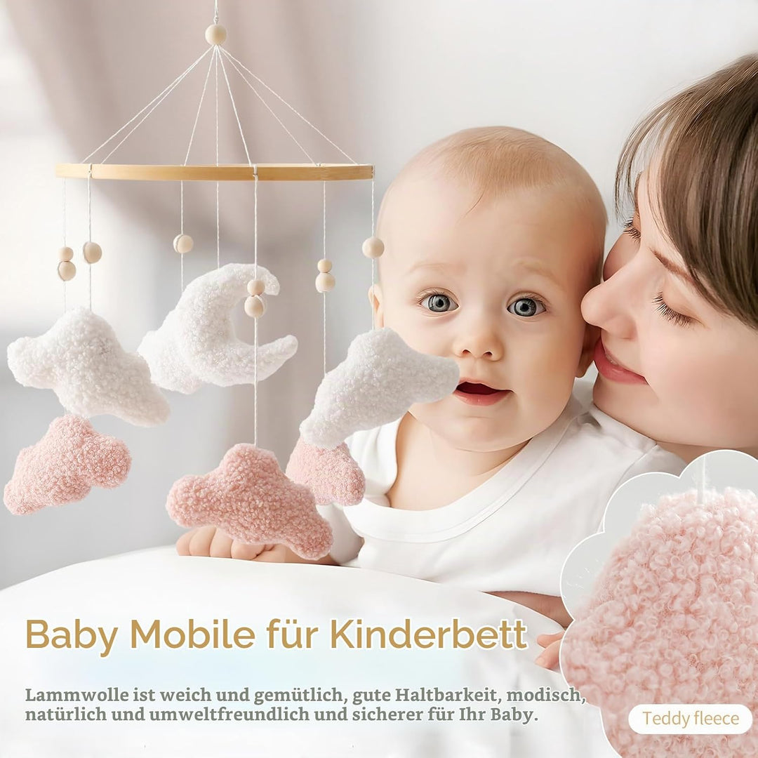 Ueiwffzo Mobile Baby Babybett Windspiel Bettglocke 3D Wolke Mond hängende Mobile Babybett Anhänger M