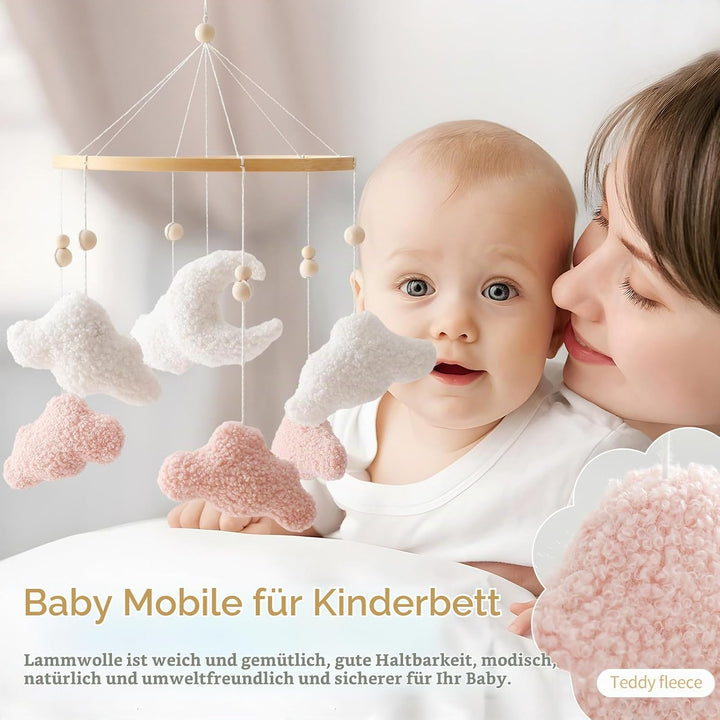 Ueiwffzo Mobile Baby Babybett Windspiel Bettglocke 3D Wolke Mond hängende Mobile Babybett Anhänger M