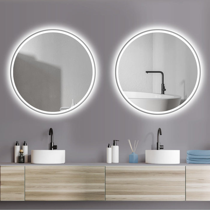 HOKO® Badezimmerspiegel mit LED Beleuchtung aussen, LED Spiegel München 50x70cm, waagerecht und senk