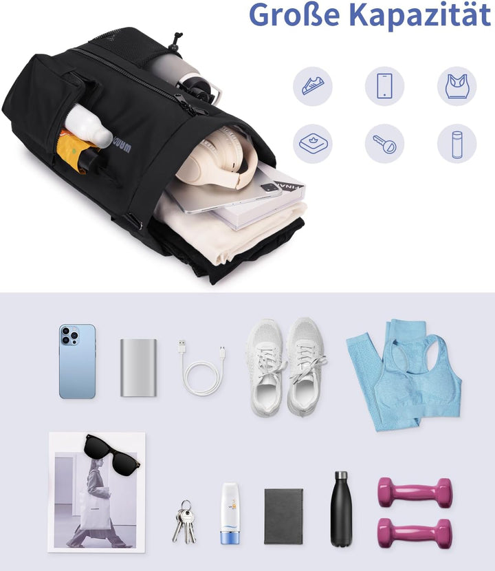 WANDF Turnbeutel mit Schuhfach, Sportbeutel Wasserabweisend,Gym Bag mit Kordelzug für Damen Herren K
