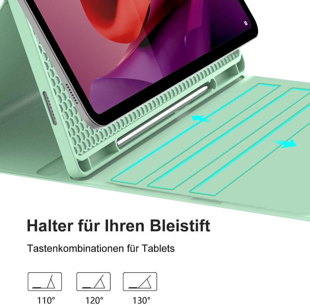 Tastatur Hülle für Lenovo Tab P12 12.7" 2023, QWERTZ Layout, Hülle Tastatur mit Magnetisch Abnehmbar