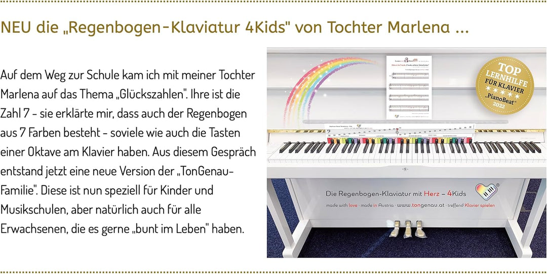 TonGenau® Regenbogen Klaviatur für Kinder - Klavier lernen leicht gemacht - von KlavierlehrerInnen e