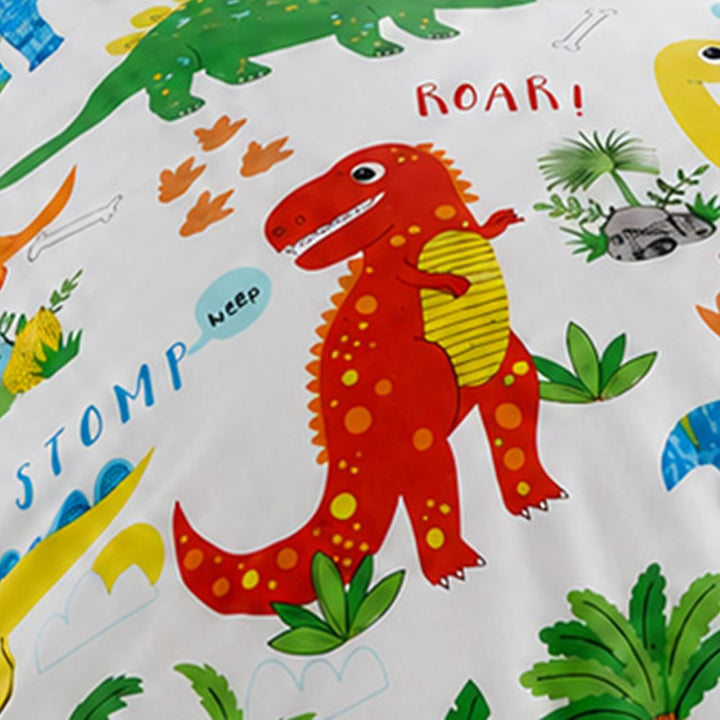 Happy Linen Company Mädchen/Jungen Bettwäsche-Set - mit niedlichen Dinosauriern - wendbar - für Klei