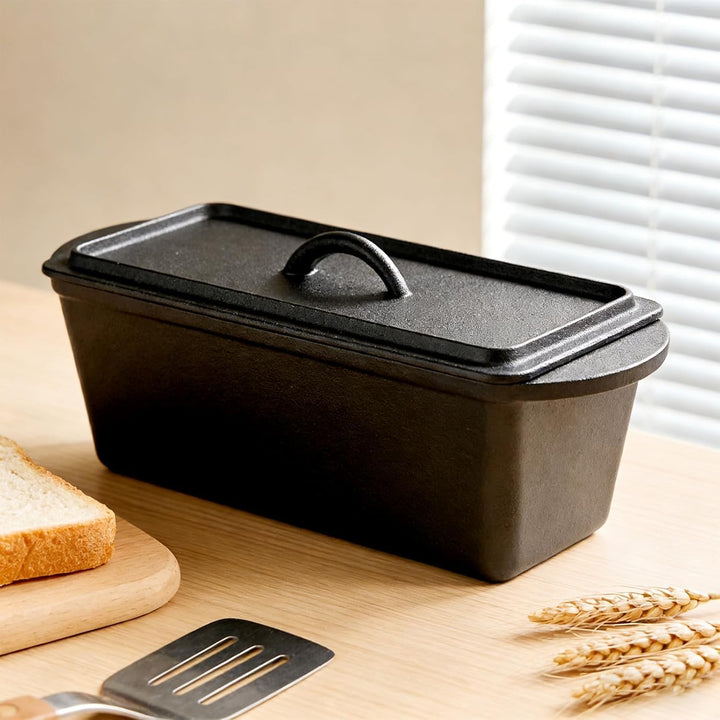Brotbackform Mit Deckel, 28cm Brotbackform, Wiederverwendbar Gusseisen Topf Brot Backen Mit Silikong