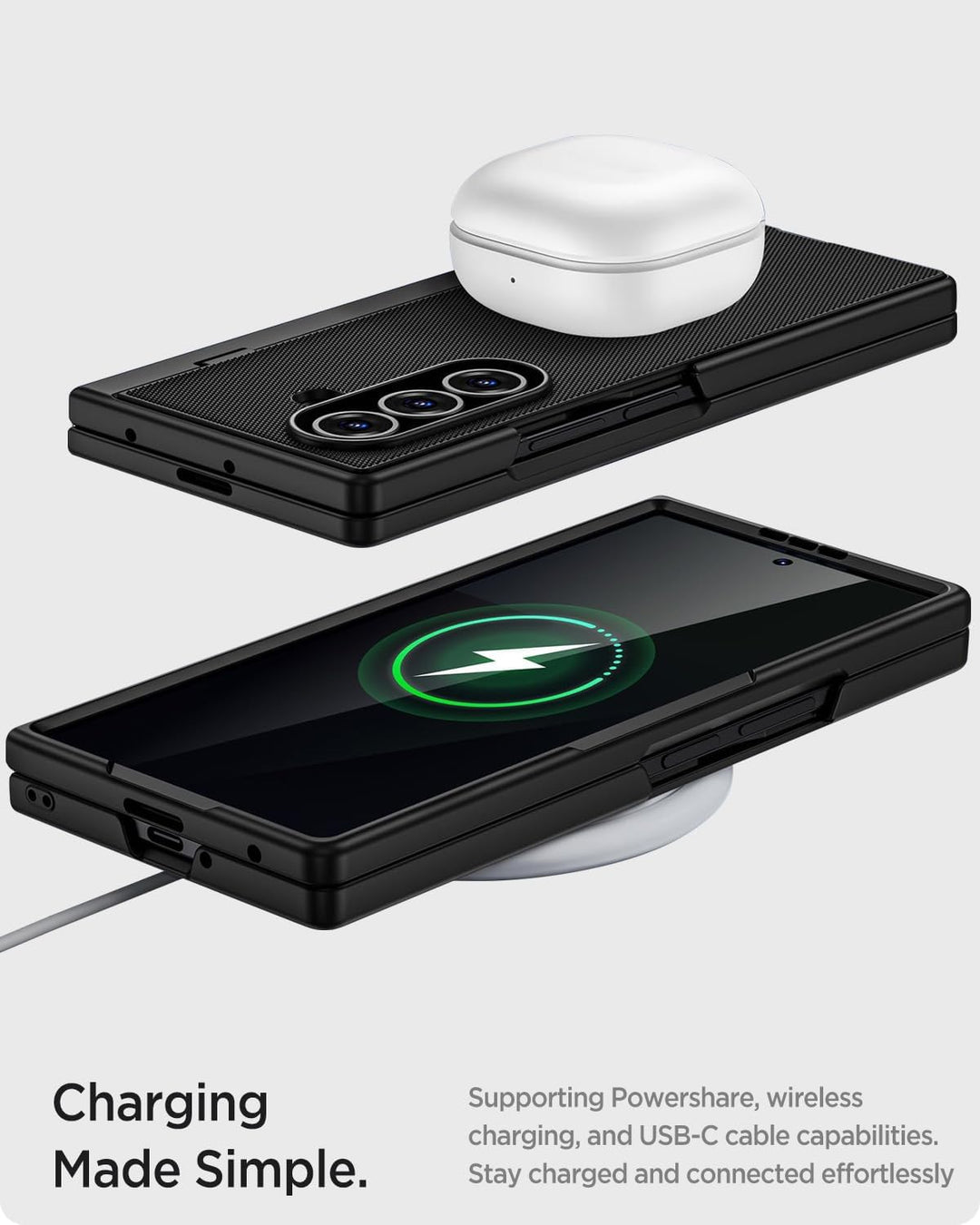 Miimall Kompatibel mit Samsung Galaxy Z Fold 7 Hülle mit S-Pen & Stifthalter, [Anti-SPY Displayschut