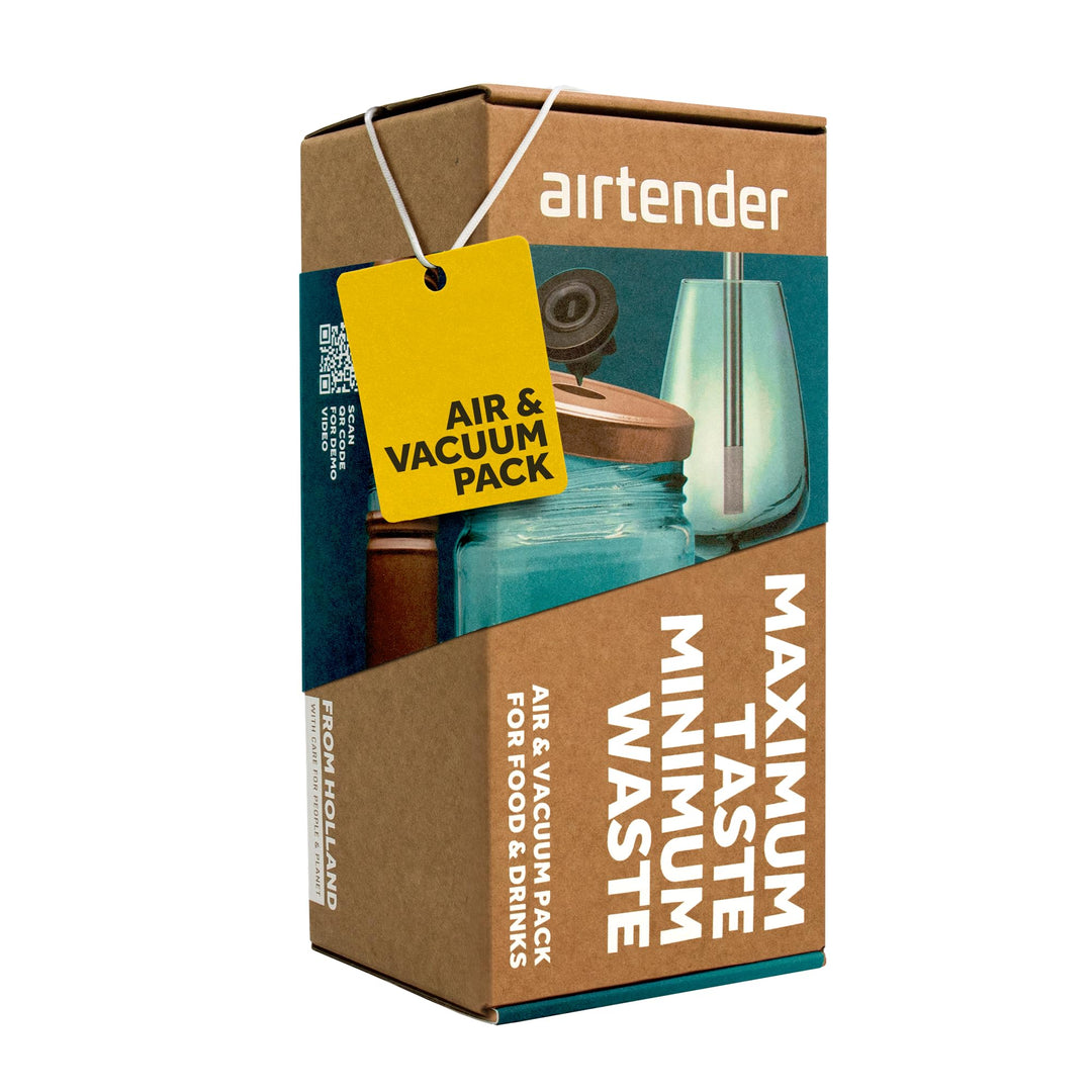 Airtender Air & Vacuum Set (schwarz, 11-tlg. Set, 6x Nanostopper, 1x Vakuumpumpe, 1x Deckelstanze, 1