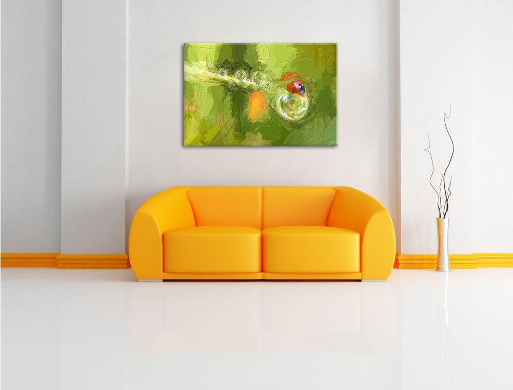 Pixxprint Marienkäfer als Leinwandbild/Grösse: 100x70 / Wandbild/Kunstdruck/fertig bespannt, 100x70