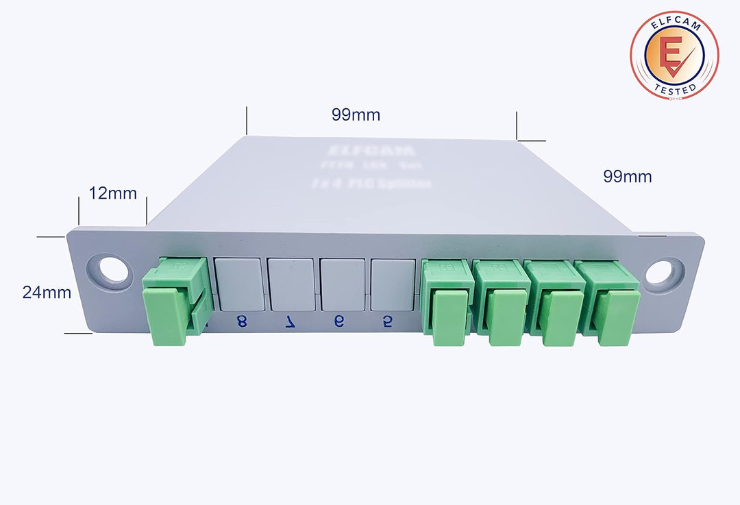 Elfcam - Optischer Splitter Glasfaser-PLC-Splitter (Fasersplitter) SCA,PLC DIN-Schiene Montage (1X4)