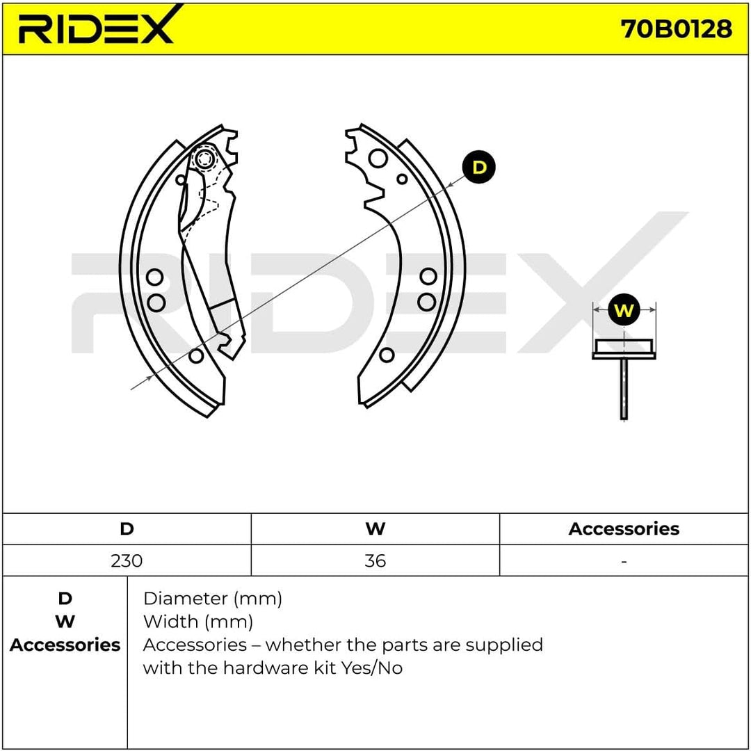 RIDEX Bremsbackensatz 70B0128 hinten T1 Bus (601) 230mm 36mm