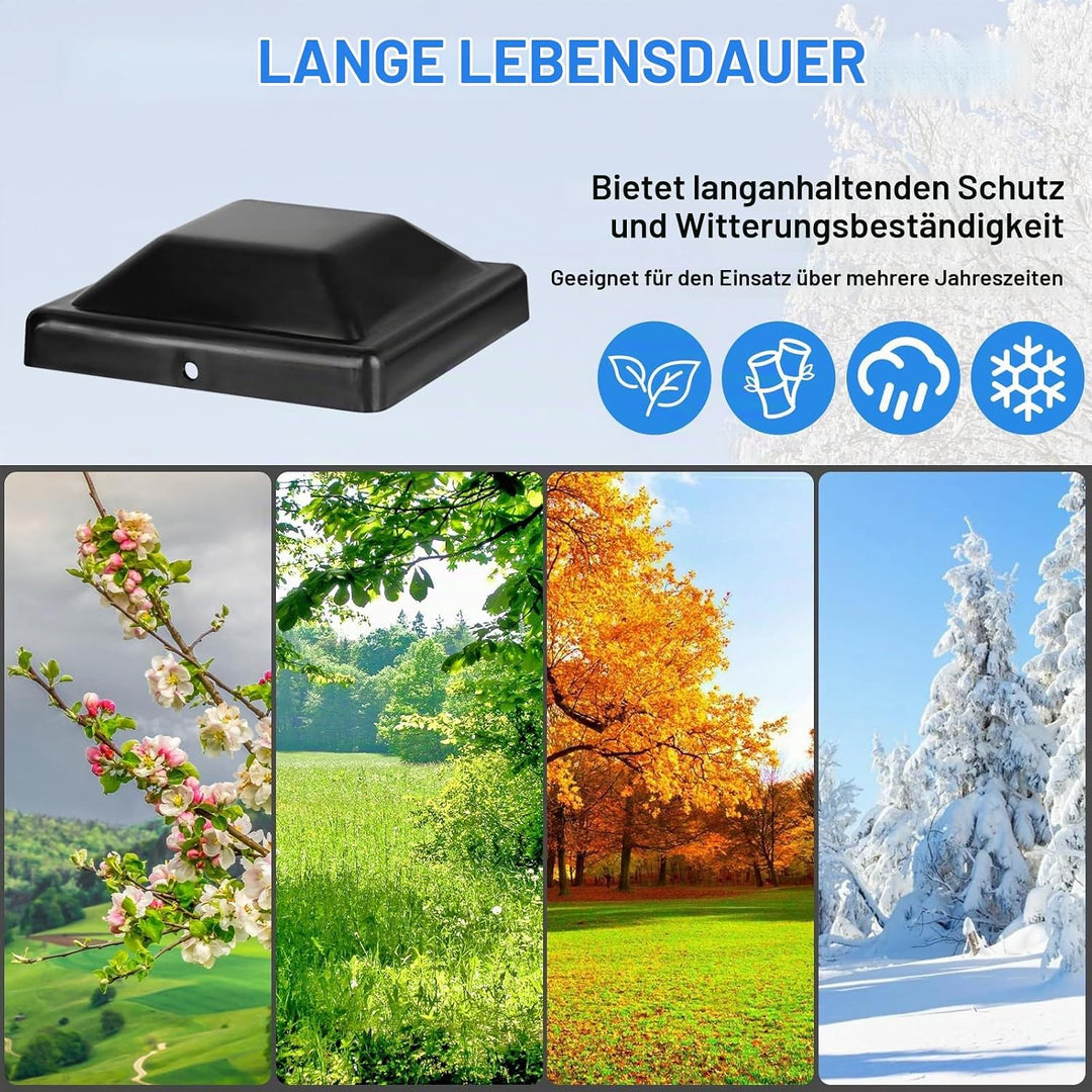 16 Stück Pfostenkappen 9x9 cm, Abdeckkappen für Pfosten, Zaunpfosten Kappen, Kunststoff Pfostenkappe