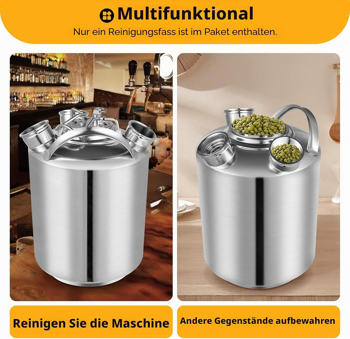 Bierfass 10 Liter, Edelstahl Selbstkühlendes Bierfass Zapfanlage Reinigung mit Schutzverpackung and